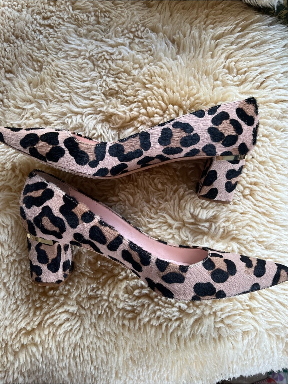 Kate spade Leopard Print Block Heel Pumps 2 in - tan/Black 7.5